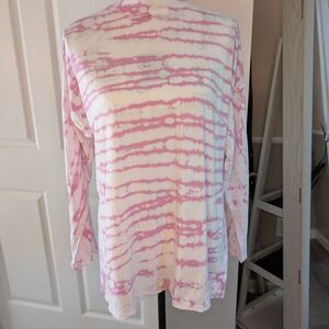 We The Free Pink and White Relaxed Blouse